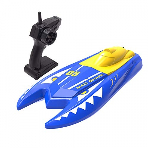 Faraway Support an eye on Boats for Pools and Lakes,2.4G RC Boat 15km/h High Tempo Boat Toys for Children Adults Boys Women（Blue） (N511)