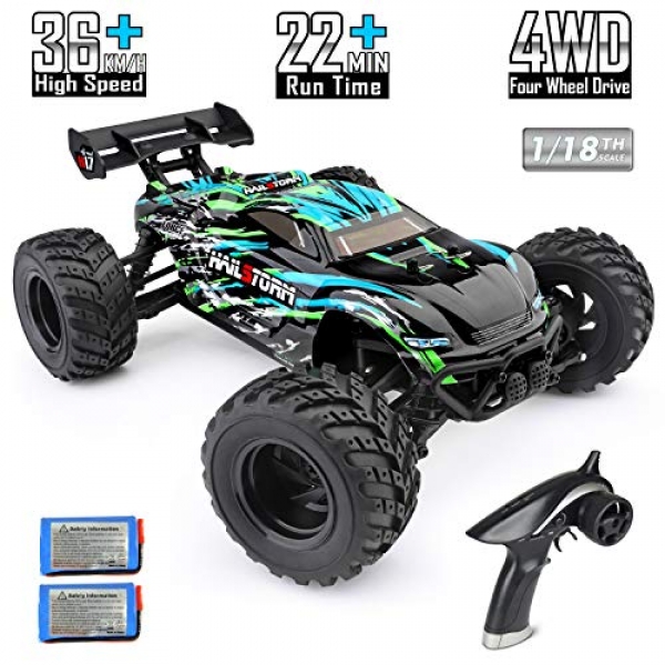 HAIBOXING RC Vehicles Hailstorm, 36+KM/H Excessive Mosey 4wd 1:18 Scale Electrical Waterproof Truggy Faraway Preserve watch over Off Side road Monster Truck with Two Rechargeable Batteries,