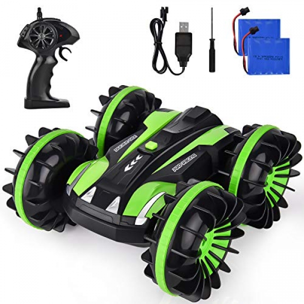 A long way off Protect watch over Automobile Boat RC Truck Amphibious Stunt Automobile four wheel pressure Off Avenue 2.4GHz Radio Controlled Automobile Waterproof Double Aspect Toddle 360 Diploma Rotates Inexperienced