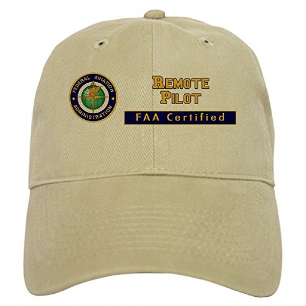 CafePress FAA Certified Remote Pilot Baseball Baseball Cap with Adjustable Closure, Odd Printed Baseball Hat Khaki