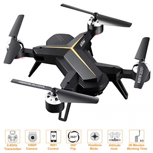 WiFi FPV RC Drone with 1080P HD Camera for Novices & Teens, HOCOMO-WiFi FPV 2.4Ghz 6-Axis Gyro RC Quadcopter with One Key Take Off &