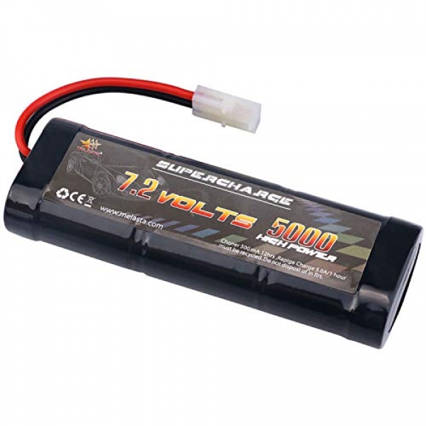melasta 7.2 Volt 5000mAh Flat Ni-MH High Energy Battery Packs with Tamiya Discharge Connector for RC Racing Automobiles, RC Truck,