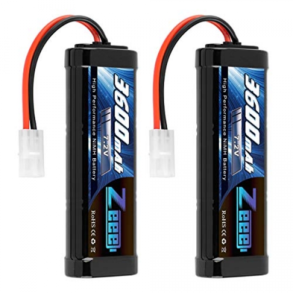 Zeee 7.2V 3600mAh NiMH RC Battery with Tamiya Creep for RC Automobile, RC Truck, RC Tank, RC Boat(2Pack)