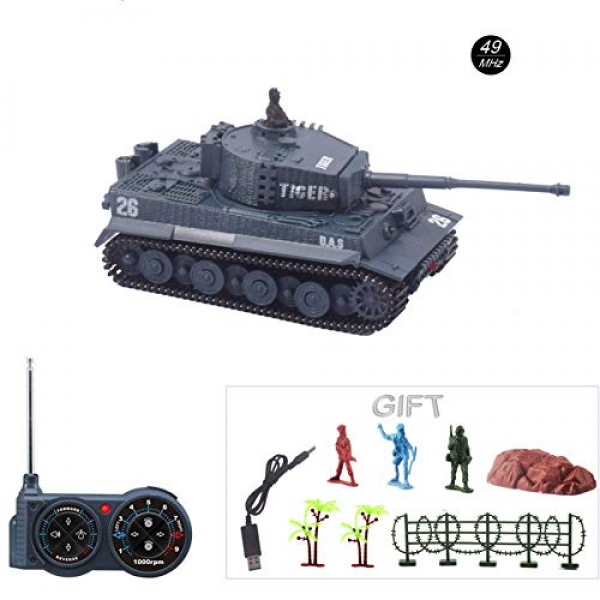 Fun-Right here Mini RC Tank with USB Charger Cable A ways off Control Panzer Tank 1:Seventy two German Tiger I with Sound,