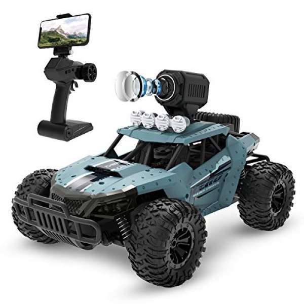 DEERC RC Autos DE36W A ways away Preserve watch over Automobile with 720P HD FPV Digicam, 1/sixteen Scale Off-Street RC Truck,