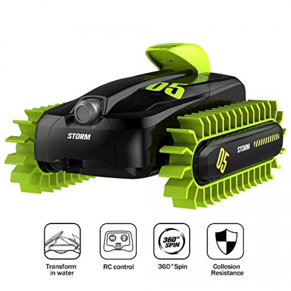 Amphibious RC Car for Kids – A long way-off Control Car and Boat, Rapid RC Stunt 360° Rotating Car 20km/h,