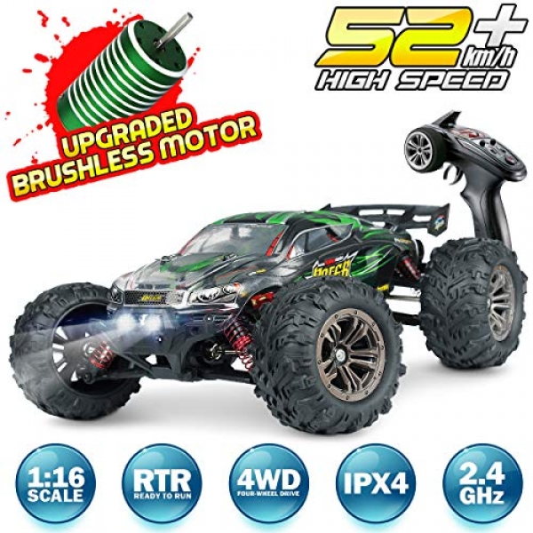 Hosim RC Car 1:sixteen Scale 2847 Brushless Far off Support a watch on RC Monster Truck , All Terrain 4wd Excessive Tempo 52KM/h Off-Road Water-resistant/Shockproof/Anti-Skid 2.4G Radio Controlled RTR Ardour Car(Inexperienced)