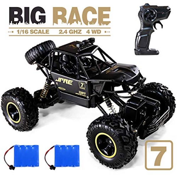 JACKEETD Monster Truck 2.4Ghz Radio A ways away Take care of an eye on Autos, 1/sixteen Scale Off Street RC automobile with Two Rechargeable Batteries,