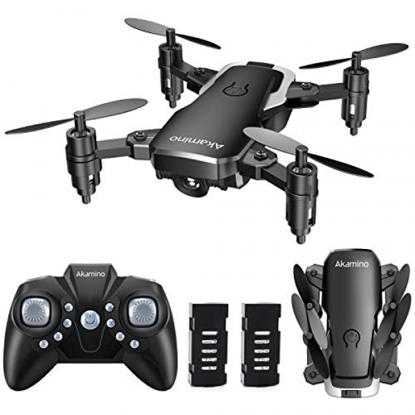 AKAMINO Mini Drone 2.4GHz Foldable Pocket RC Quadcopter with Headless Mode, 3D Flips, One Key Return Helicopter for Inexperienced persons,