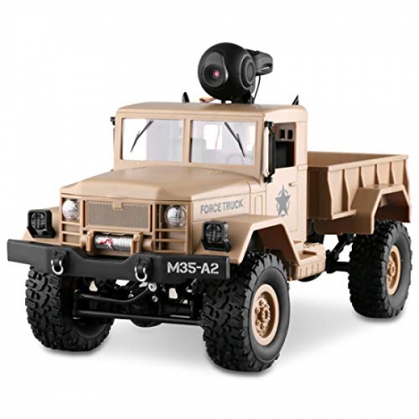LBLA RC Military Truck with Wi-Fi HD Digicam, 1:sixteen Scale A ways flung Adjust Off-Avenue Military Car 4 wheel drive 2.4Ghz Car Crawler RTR for Adults and Teenagers （Incorporated 2 Kinds of Wheels）