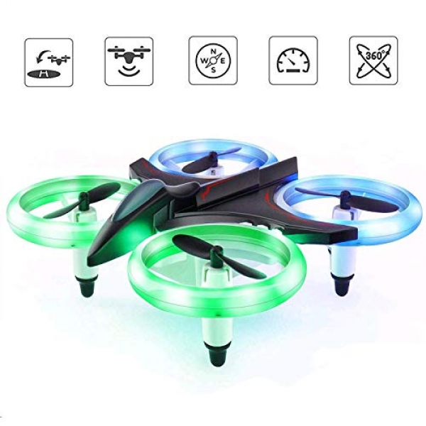 RC Drone for Kids and Inexperienced persons, Mini Drones with LED Lights RC Quadcopter Headless Mode 2.4GHz 4 Chanel 6 Axis Gyro Fashioned Have confidence Top Helicopter Items for Boys or Girls,