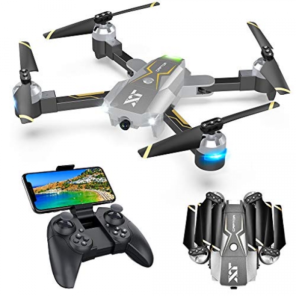 Drones with Camera for Adults – 120° Huge-Angle 720P HD Camera, Newbie Marvelous, RTF One Key Take Off/Landing, Optical Slip Positioning,