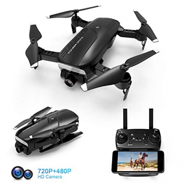 Foldable Drone with 720P HD Digicam, 2.Four Ghz RC Quadcopter, a hundred and twenty° Huge-Attitude, Altitude Sustain, Voice Lend a hand a watch on,