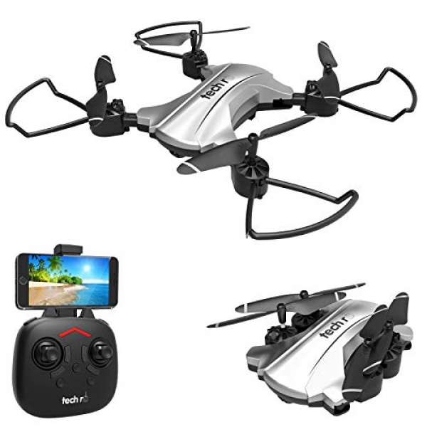 tech rc Foldable FPV Drone with 720p HD WiFi Digicam, Auto Hovering, Headless Mode, One-Key Flight/Land, 15mins Prolonged Wing Time,