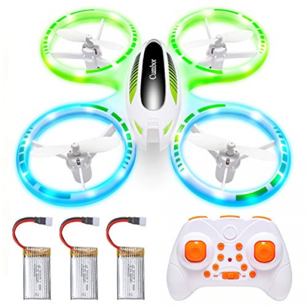 Cumbor Mini Drones for Childhood and Newcomers, RC Helicopter Quadcopter with Auto Hovering, Headless Mode, Further Batteries, LEDs and A long way flung Shield a watch on