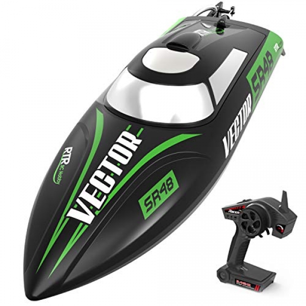 VOLANTEXRC Brusheless RC Boat for Teens and Adults, 45km/h Excessive Tempo Distant Regulate Boat Vector SR48 with Self-Righting Reverse Design for Pools,