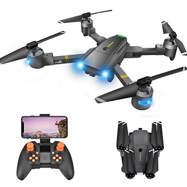 Drone with Camera – RC Drones for Beginners, WiFi FPV Drone w/ 720P HD Camera/Voice & APP Management/Trajectory Flight/Altitude Withhold/Gravity Sensor,