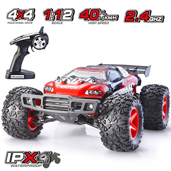 VATOS RC Automotive 1:12 A long way away Administration 50M 4×4 four wheel force 2.4Ghz Radio Administration Automotive 40km/h Monster Truck Rock Racing Crawler High Velocity Off Motorway RC Buggy Barren situation Electric Automotive Toy Passion Reward with LED Gentle