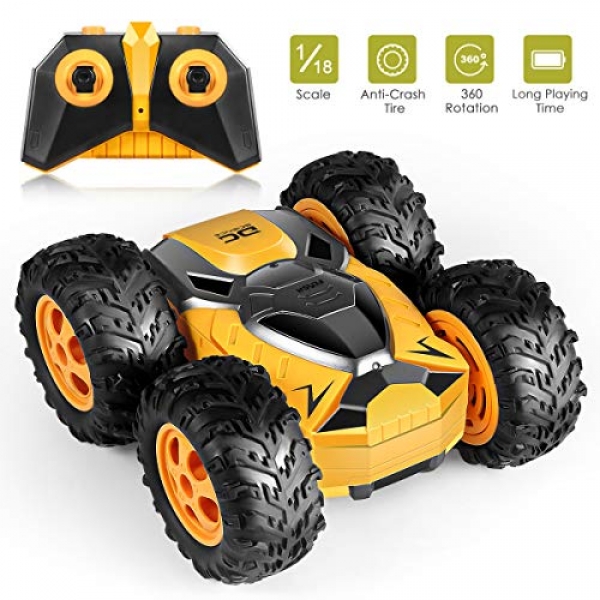 RC Stunt Car for Young folks, Electric 1/18 four wheel force Far away Adjust Car Off Avenue Car 2.4Ghz Excessive Tempo Rock Crawler 360° Rotating Flip Young folks Toy Cars,