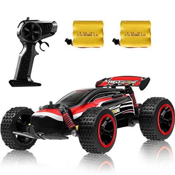 RC Racing Automotive, 2.4Ghz High Hotfoot Some distance-off Control Automotive, 1:18 2WD Toy Automobiles Buggy for Boys & Ladies with Two Rechargeable Batteries for Automotive,