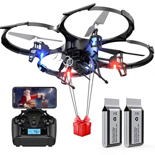 Drones with Camera-DBPOWER U818A Discovery FPV 720P HD WiFi Camera Drone,RC Quadcopters UAV for Inexperienced persons & Young americans/Adults with 2 Batteries,Altitude Protect,Headless Mode,3D Flips,One Key Take Off/Landing