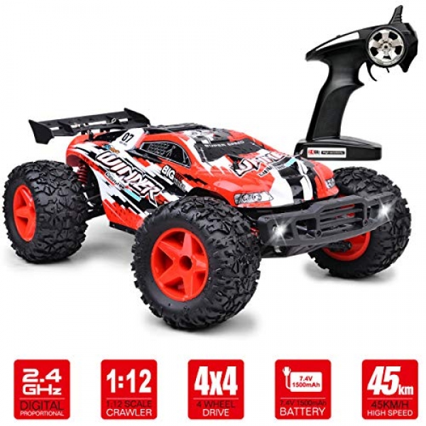 RC Vehicles 45+km/h RC Truck 1/12 Scale, four wheel force 2.4Ghz Snappily Far-off Shield a watch on Automobile & Truck, RTR Off Avenue RC Automobile