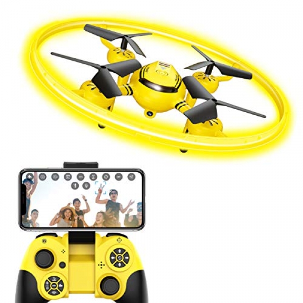 HASAKEE Q8 FPV Drone with HD Digicam for Adults,RC Drones for Kids Quadcopter with Altitude Reduction Gravity Sensor and Gesture Administration,Gift Toy for Boys and Girls
