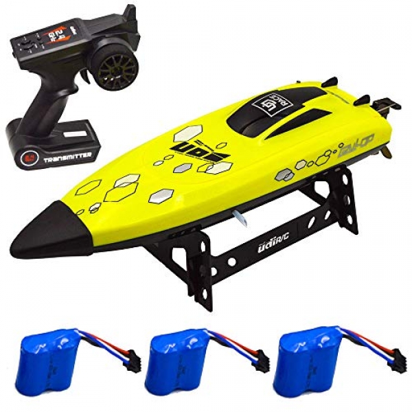 Blomiky UD08 2.4GHz 25KM/H Excessive Tempo RC Boat for Lakes Pool and River Additional 2 Battery UDI008