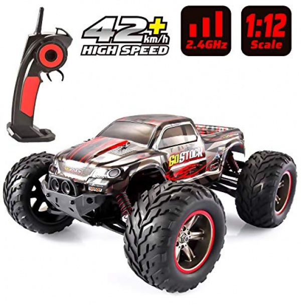 GoStock Some distance away Maintain watch over Car, 1:12 Scale RC Car Off Boulevard Electric Car 2.4GHz Excessive Spin of 42km / h All Terrain Some distance away Maintain watch over Monster Truck for Early life and Grownup (9115)