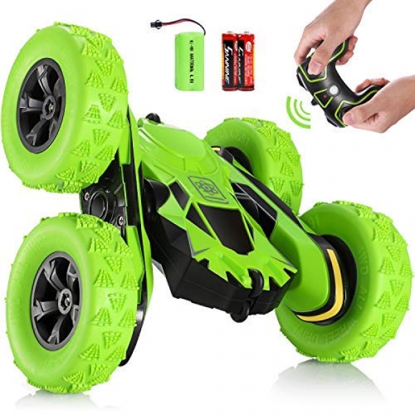 SGILE RC Stunt Automobile Toy, Far-off Place a watch on Automobile with 2 Sided 360 Rotation for Boy Children Girl, Inexperienced