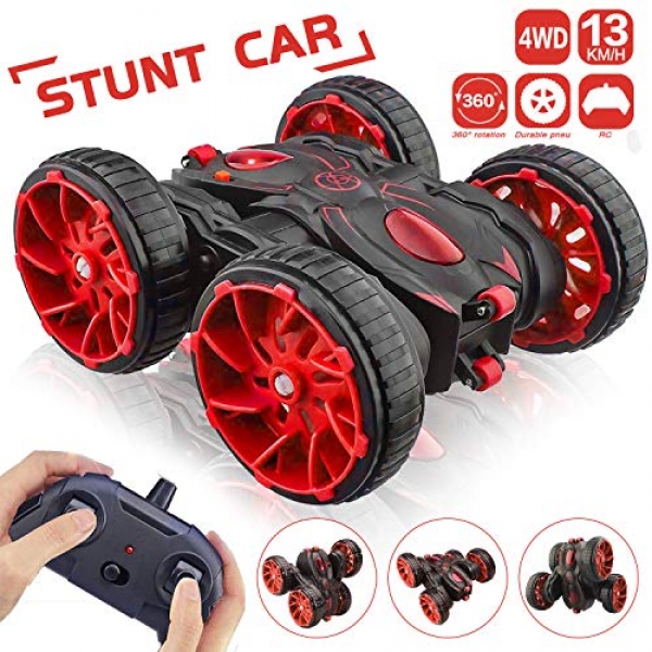 A ways-off Preserve watch over Automotive, RC Stunt Automotive 2.4Ghz 8 Mph Excessive Speed All Terrain Off Road 4wd Double Sided 360° Rotation & Flips Automotive Toy with 6 AAA Batteries Integrated for Three-12 Years Aged Boys &