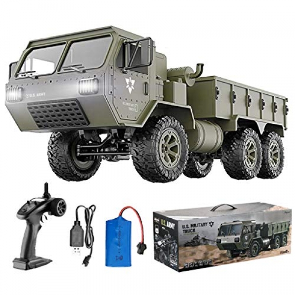 HIBRO RC Automobiles for Adults and Kids,Navy Toys 1:12 Scale 6WD Off-Road RC Navy Truck 2.4Ghz A ways flung Control Car 9.5 MPH Excessive Tempo Hiking Car with LED Gentle RTR for Simplest Reward Different