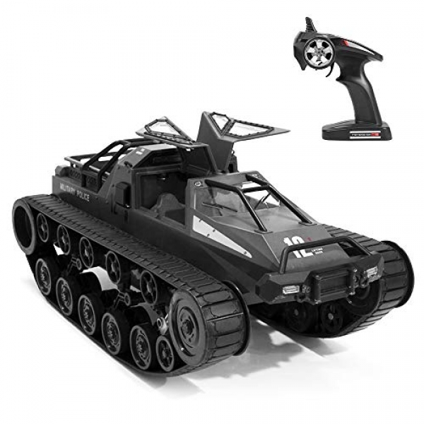 GoolRC RC Tank Automotive, 1/12 Scale 2.4GHz Distant Management Rechargeable Tank for Children, 360° Rotating Automotive Items for Boys Girls Young folk (Dim)