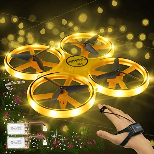 Andals Gesture Preserve watch over Drone Rc Quadcopter Airplane Hand Sensor for Formative years Mini Drone with Aesthetic Gaze Managed, 2 Batteries (Mild Yellow)