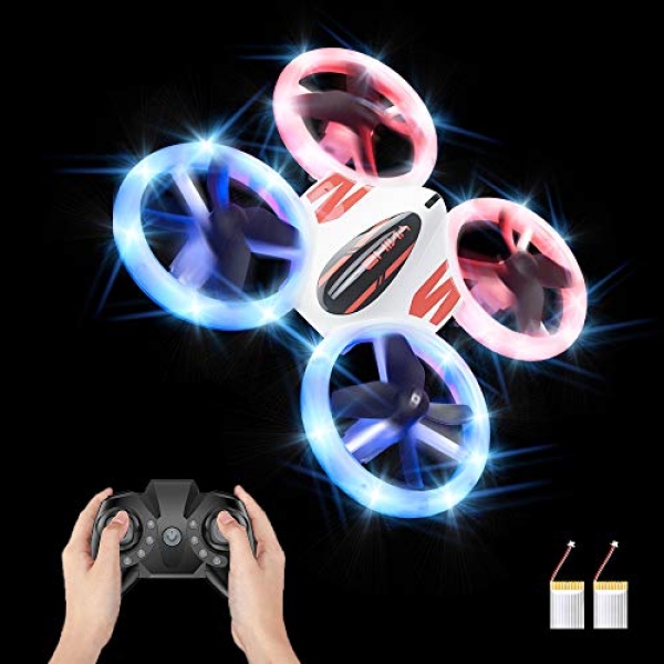 Mini Drone for Kids and Beginners – KOOME Upgraded Q8 LED Drone, RC Nano Pocket Quadcopter, Easy to Soar for Kids, Auto Hovering, 3D Flips,