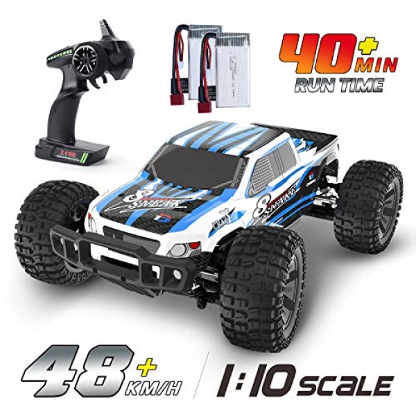 DEERC RC Vehicles 1:10 Scale Mammoth Excessive Budge Some distance away Management Car for Adults Young folks, forty eight+ kmh four wheel power 2.4GHz Off Avenue Monster Truck Toys,