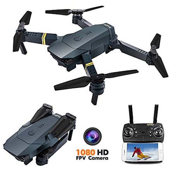FCONEGY FPV Drone with 1080P HD Camera RC Quadcopter Altitude Withhold by Air Strain One Key Take Off/Landing Helicopter Mobilephone Far off Mannequin Airplane with LED Evening Light