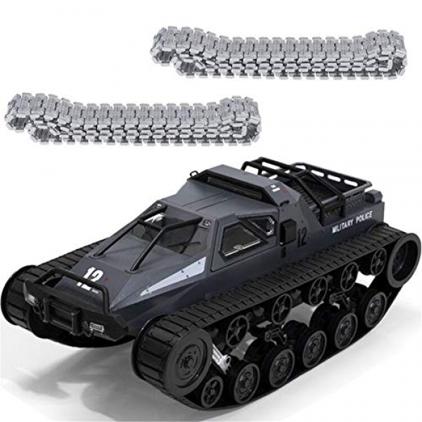 ROWEQPP SG-1203 RC Tank 2.4G 1:12 High Speed Beefy Proportional Control Automobile Fashions Wading Depth with Gull-Soar Door Steel Crawler Grey