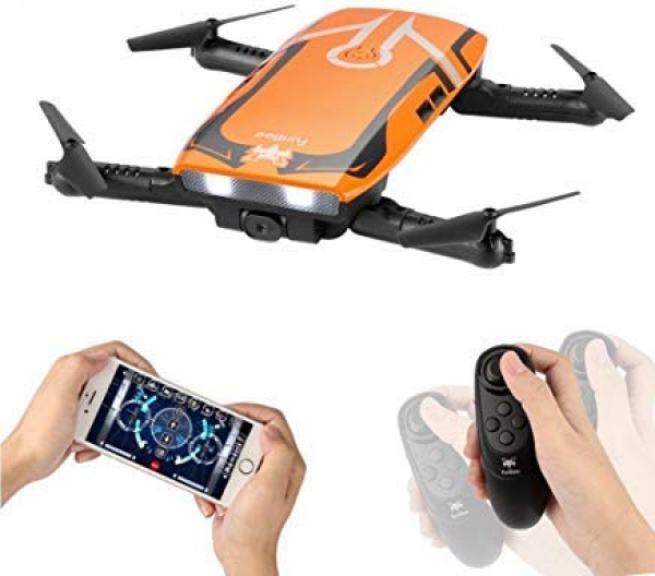 RC Quadcopter with 720P HD Wi-Fi Digicam, FPV Mini Drone H818 Selfie Drone Foldable with Protective Case Gravity Sensor Adjust Altitude Hold for Formative years and Newcomers (Orange)