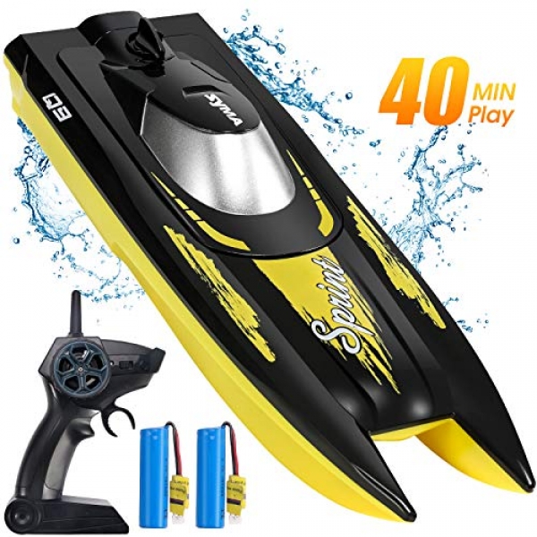 RC Boat for Youngsters, SYMA Q9 Distant Regulate Boat for Swimming pools and Lakes with 2.4GHz 10km/h Urge, Double Energy, Low Battery Reminder, Anti-Collision Shell Boat Toy for Youngsters or Adults