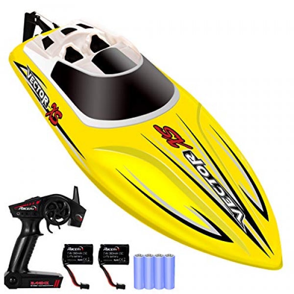 YEZI Distant Regulate Boat for Pools & Lakes,Udi001 Venom Like a flash RC Boat for Kids & Adults,Self Righting Distant Managed Boat W/Extra Battery (Yellow)