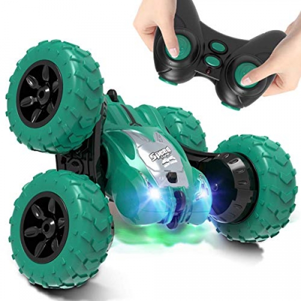 AFUNX A ways away Management Automobile,RC Stunt Double Sided 360° Rolling Rotating Rotation Vehicles, High Tempo Off Road Racing Truck for 3 4 5 6 7 8-12 Year Passe Boy Childhood Toy (Inexperienced)