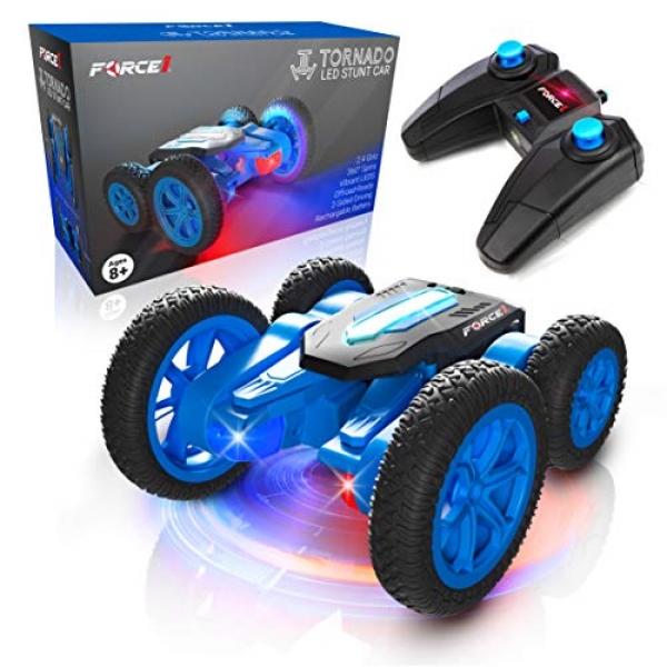 Force1 Twister LED Distant Back a watch on Automobile for Teenagers – RC Automobile Double Sided Fleet Off-Toll road Stunt RC Toy Automobile, 360 Flips and Spins,