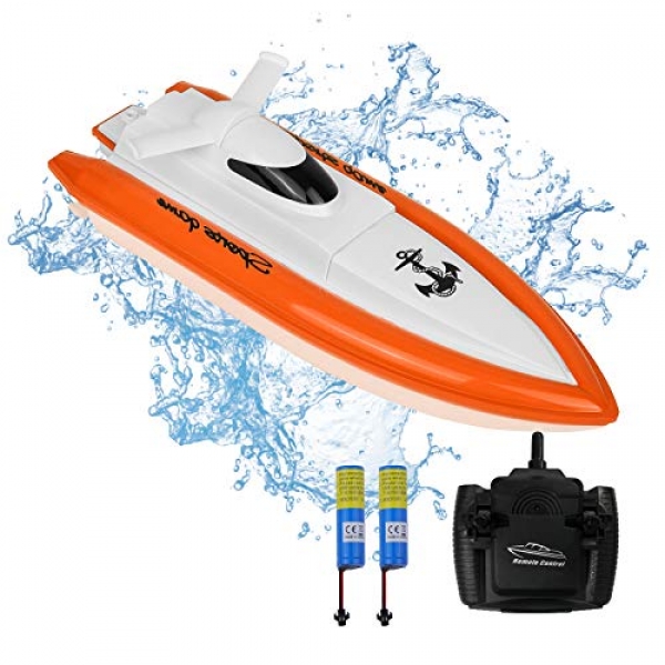 RC Boat for Adults & Teens, High-Spin Electronic Faraway Preserve watch over Racing Boat with 2 Rechargable Battery, Indoor/Outdoors Boats for Swimming pools and Lakes (Most sharp works in water)