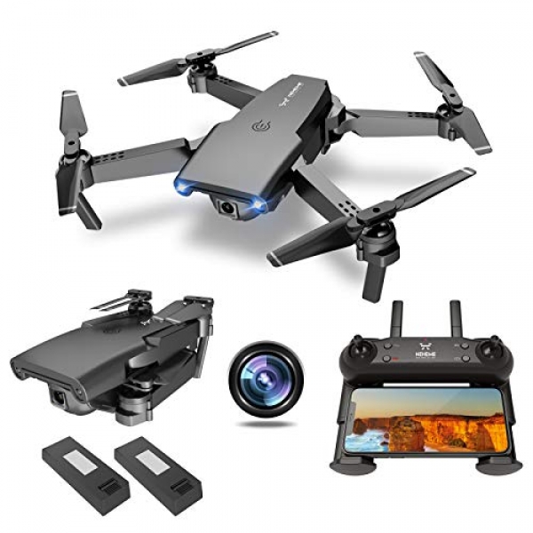 NEHEME NH525 Foldable Drones with 720P HD Digicam for Adults, RC Quadcopter WiFi FPV Stay Video, Altitude Sustain, Headless Mode, One Key Decide Off for Young folks or Newcomers with 2 Batteries 22mins