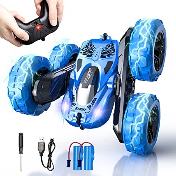 Some distance away Regulate Vehicle, SHARKOOL 4 wheel power 2.4Ghz RC Vehicle Stunt Vehicle Toy, Excessive Tempo Double Sided Rotating Vehicles 360° Flips, Formative years…