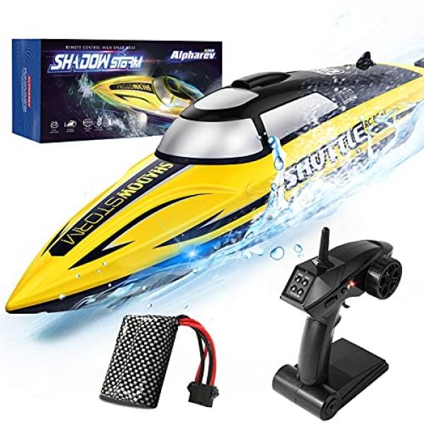 RC Boat- AlphaRev R208 20+ MPH Quickly A ways-off Shield watch over Boat for Pools and Lakes, RC Boats for Adults and Youngsters (Yellow.)