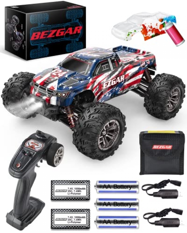 BEZGAR HM163 Passion Grade 1:16 Scale Some distance flung Alter Truck, 4WD Excessive Velocity 40+ kmh All Terrains Electric Toy Off Street RC Monster Automobile…