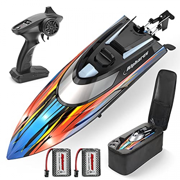 RC Boat with Case- AlphaRev R308 20+ MPH Hasty Some distance flung Aid an eye on Boat for Swimming pools and Lakes, 2.4 GHZ RC…