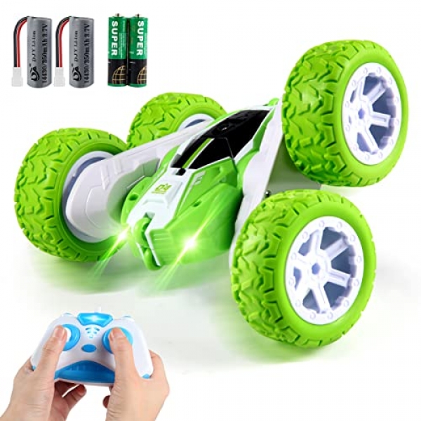 A long way away Administration Car,VOASTVY 2.4GHZ-four wheel drive Rc Vehicles,Double Sided 360Degree Tumbling and Rotating Stunt Car with Colourful Lights, Electric Toy Vehicles are…